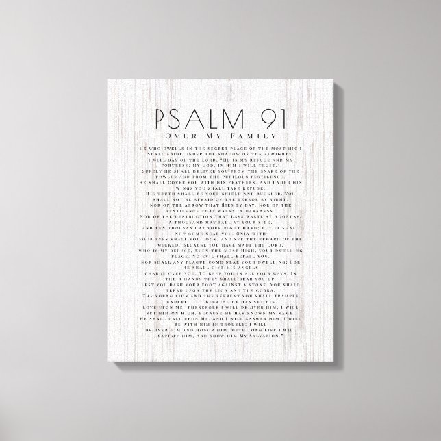 Rustikales Holz Psalm 91 über meinem Christlichen  Leinwanddruck (Vorderseite)