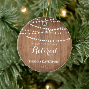 Rustikales Holz Rent 1. Weihnachtsfeier Keramik Or Ornament