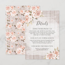 Rustikales Holz & Romantische Rose Details / Richt Begleitkarte