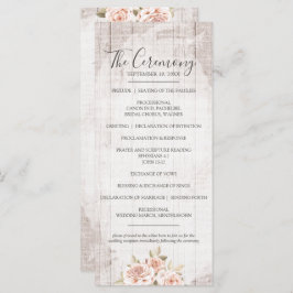 Rustikales Holz & romantische Rose Shabby Wedding Programm