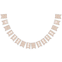 Rustikales Holz Rosa Blume Kinderduschbanner Wimpelkette