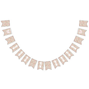 Rustikales Holz Rosa Blume Kinderduschbanner Wimpelkette