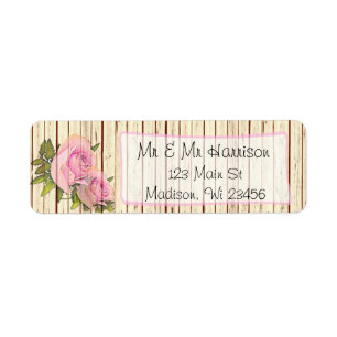 Rustikales Holz Rosa Shabby Rücksendeadressen-Aufk