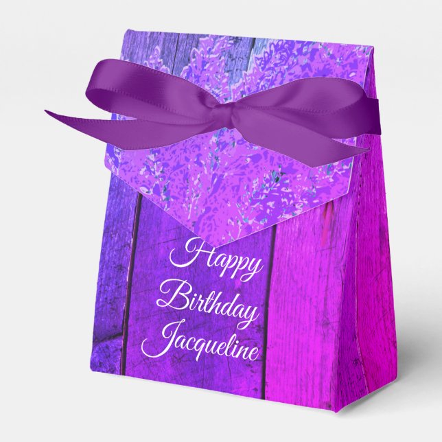 Rustikales Holz rosa und Lila Lilac Personalisiert Geschenkschachtel (Vorderseite)