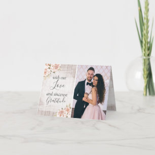 Rustikales Holz & Rose Hochzeit Vielen Dank für Ih Karte