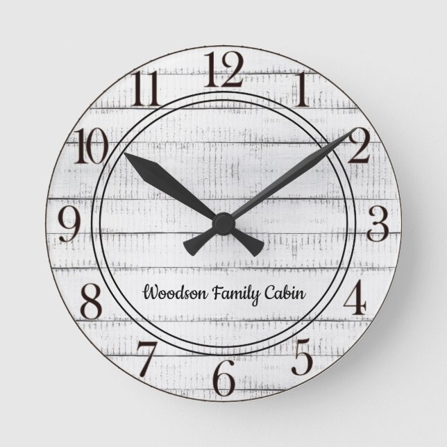 Rustikales Holz Runde Wanduhr (Vorderseite)