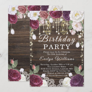 Rustikales Holz-Saitenlicht Geburtstag Einladung