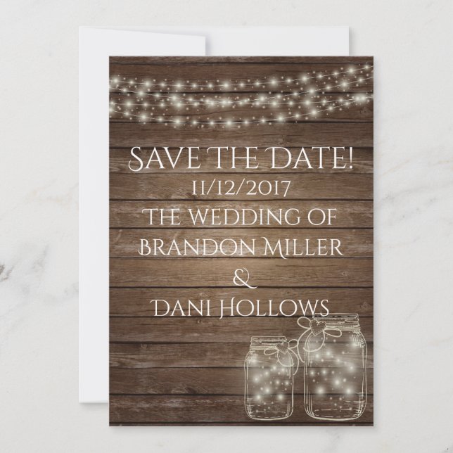 Rustikales Holz Save the Date (Vorderseite)