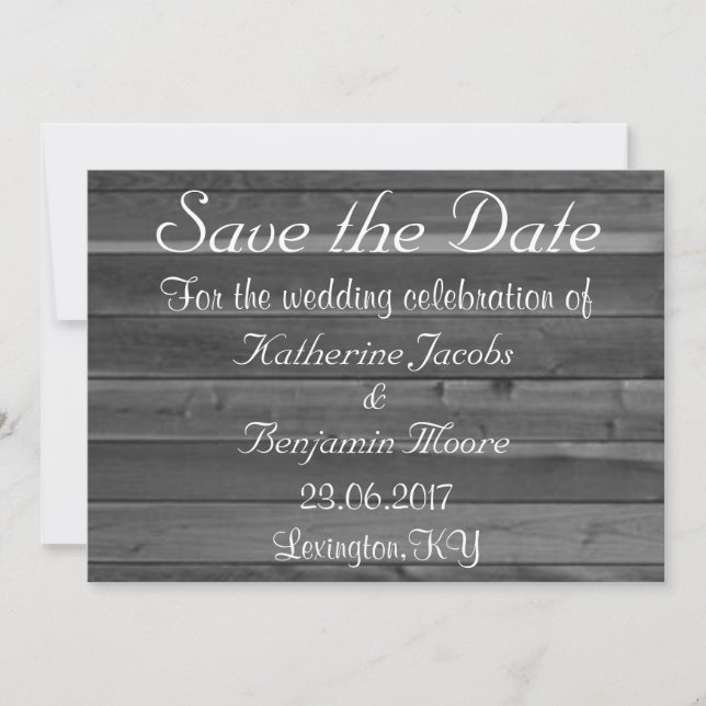 Rustikales Holz Save the Date Ankündigung (Vorderseite)