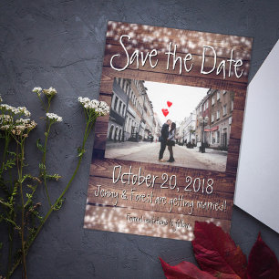 Rustikales Holz Save the Date! Einladung