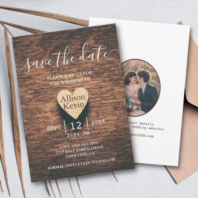 Rustikales Holz Save the Date Hochzeit im Herbst E Einladung (Von Creator hochgeladen)