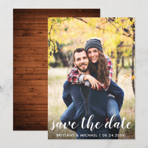 Rustikales Holz Save the Date Verlobung Ankündigun