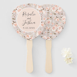 Rustikales Holz Shabby Chic Rose Namen & Hochzeits Fächer