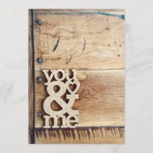 Rustikales Holz Sie und ich Hochzeitseinladungen