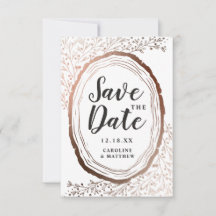 Rustikales Holz Slice Kupfer Foil Herbst Hochzeit