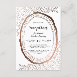 Rustikales Holz Slice Kupfer Foil Hochzeitsempfang Einladung