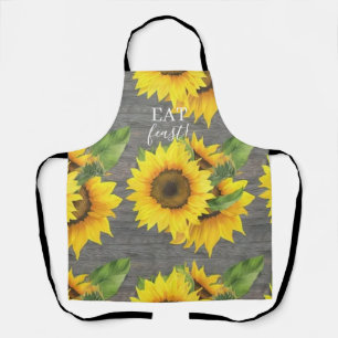 Rustikales Holz-Sonnenblumen-Bon-Appetit-Kocharztu Schürze