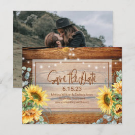 Rustikales Holz Sonnenblumen Foto Save the Date