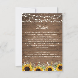 Rustikales Holz Sonnenblumen Gipskraut Hochzeit Einladung
