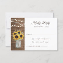 Rustikales Holz Sonnenblumen Mason Jar Wedding RSV