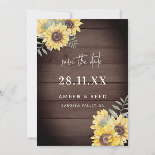 Rustikales Holz Sonnenblumen Save The Date