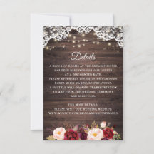 Rustikales Holz Spitzen Burgundy Blush Hochzeitdet