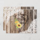 Rustikales Holz Spitzen Sonnenblumen Herz Etching  Dankeskarte (Vorne/Hinten)
