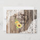 Rustikales Holz Spitzen Sonnenblumen Herz Etching  Dankeskarte (Vorderseite)