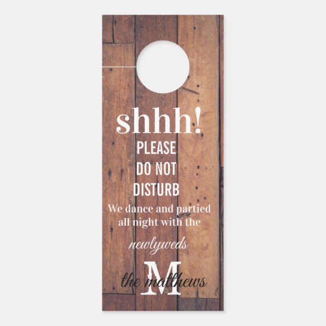 Rustikales Holz stört das Monogramm des Stalls nic Türanhänger (Vorderseite)