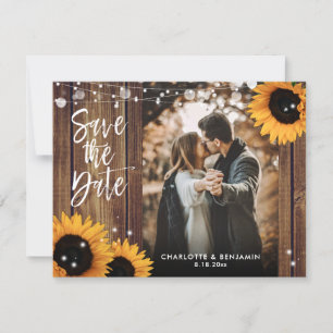 Rustikales Holz-Streichelleuchten Sonnenblumen Hoc Save The Date