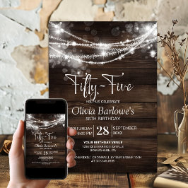 Rustikales Holz Streichellicht 55. Geburtstagspart Einladung