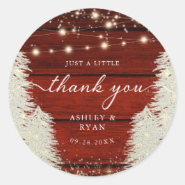 Rustikales Holz-String Lichter Bäume Hochzeit Viel Runder Aufkleber