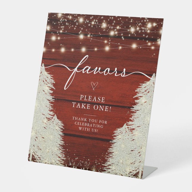 Rustikales Holz | String Lights | Baumbestände Gas Sockelschild (Vorderseite)