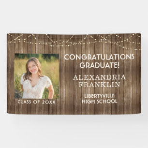 Rustikales Holz   String Lights   Foto Abschluss Banner