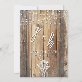 Rustikales Holz String Lights Mason Jar Speichern Save The Date