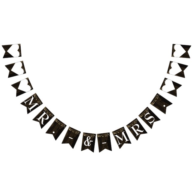 Rustikales Holz String Lights Mr. Wedding Wimpelkette (Alle)