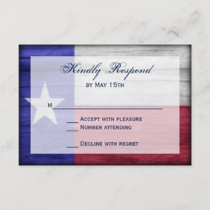Rustikales Holz Texas Flag Hochzeitskarten RSVP Karte