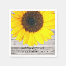 Rustikales Holz Textur Sonnenblumen Party Papier