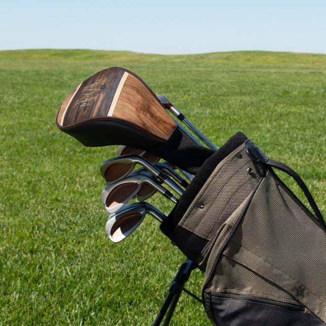 Rustikales Holz Tone Stripe Tan Golf Headcover (In SItu)