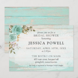 Rustikales Holz Türkis Hütte Brautparty Einladung