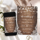 Rustikales Holz Twinkle String Lights Hochzeit Einladung<br><div class="desc">Feiern Sie Ihre Liebe mit dieser rustikalen Holzschnitzereien-Einladung. Diese Einladung vereint die rustikale Eleganz eines Holzkonzerns mit einer schönen Kombination aus Holztexturen, blinkenden Saitenlichtern und Spitzenakzenten. Die anpassbare Vorlage erlaubt es Ihnen, Ihre persönliche Touch mit dem Designwerkzeug von Zazzle, inklusive Ihrer eigenen Texte und Fotos, hinzuzufügen. Mit dem digitalen Download...</div>