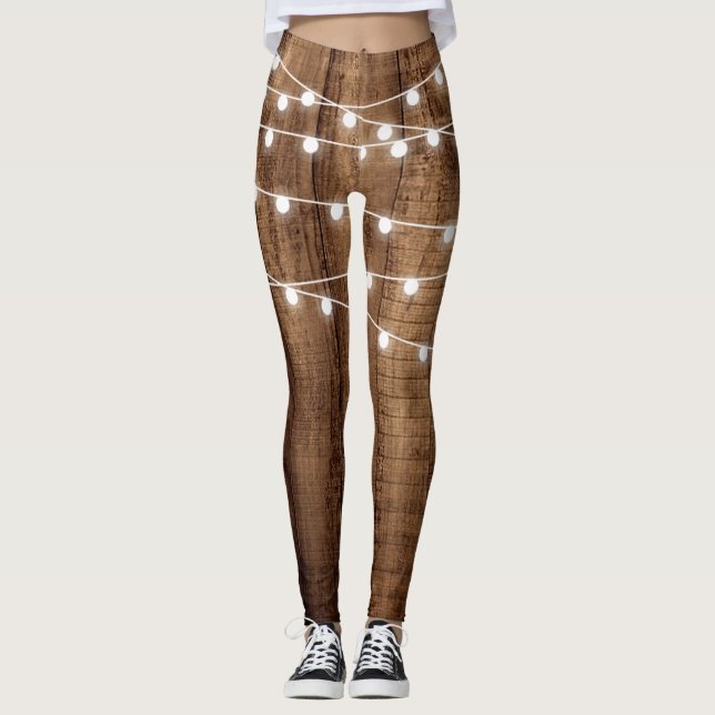 Rustikales Holz-u. feenhafte Licht-Frauen Leggings (Vorderseite)