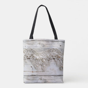 Rustikales Holz und antike Spitze Tasche