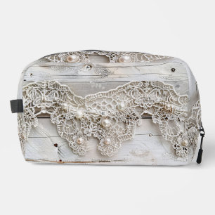 Rustikales Holz und antike Spitze Waschbeutel