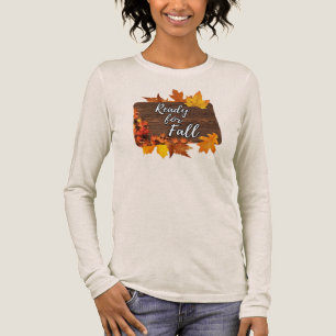 Rustikales Holz und Blätter fallen Langschläfer-Sh Tri-Blend Shirt