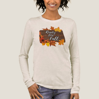Rustikales Holz und Blätter fallen Langschläfer-Sh Tri-Blend Shirt