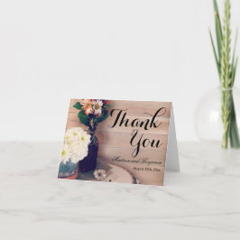 Rustikales Holz und Blume Hochzeit Dankeschön Kart Dankeskarte