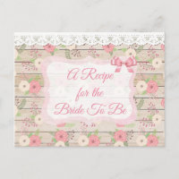 Rustikales Holz und Blume Rosa und Tan Rezept Kart