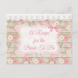 Rustikales Holz und Blume Rosa und Tan Rezept Kart Postkarte