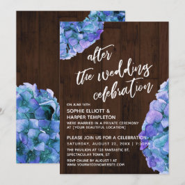 Rustikales Holz und Blumen nach der Hochzeit Einladung
